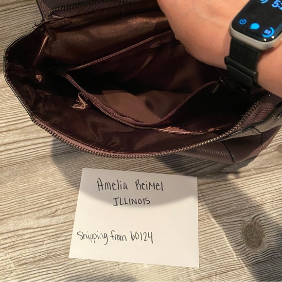 Used in Good Condition HESHE Leather Backpack Purse in Lilac/Mauve - Picture 7 of 10